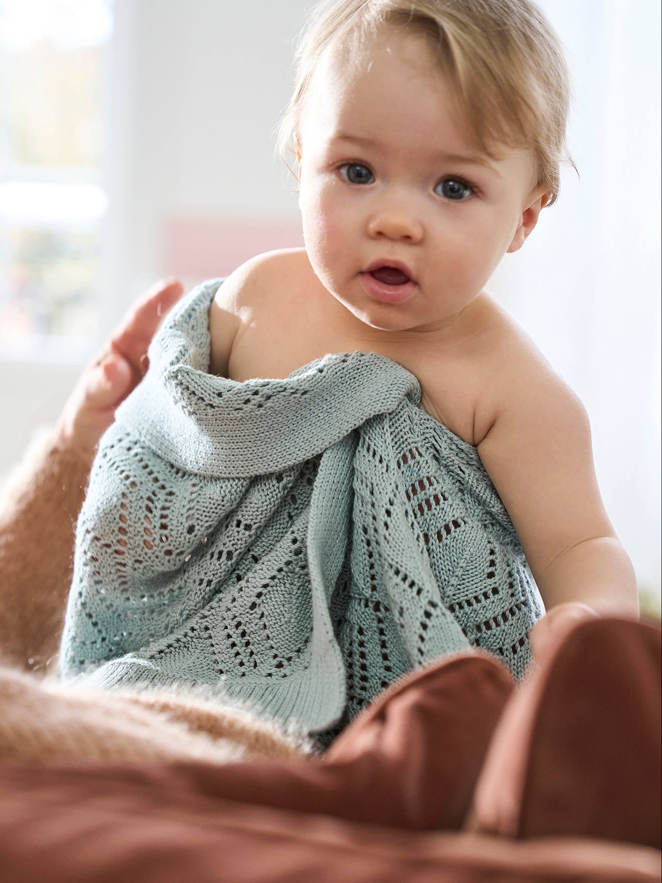 Baby Decke mit Pointelle-Muster, Bio-Baumwolle aqua Gr. 75x100 von vertbaudet