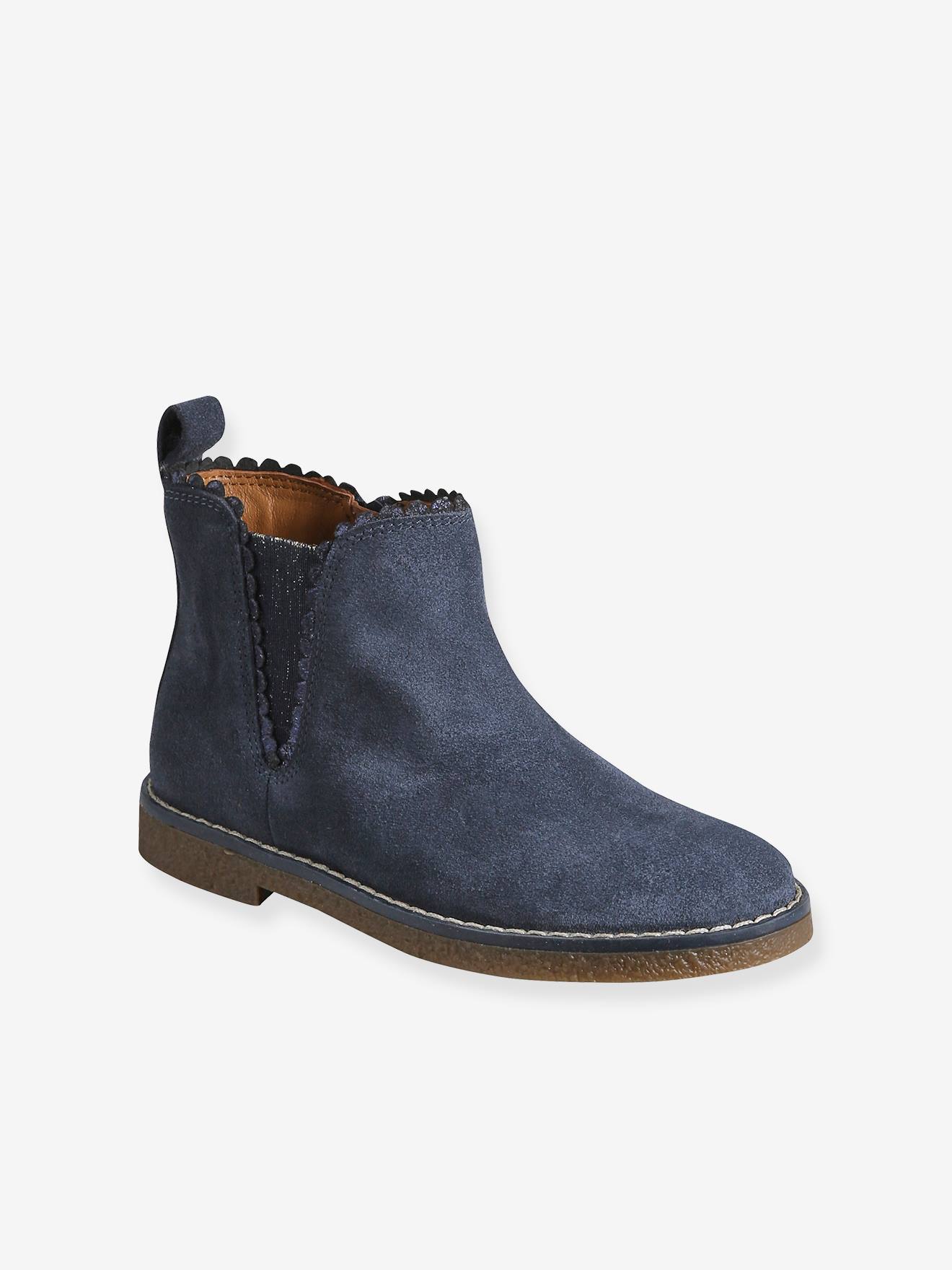 Mädchen Leder-Boots mit Zierborte