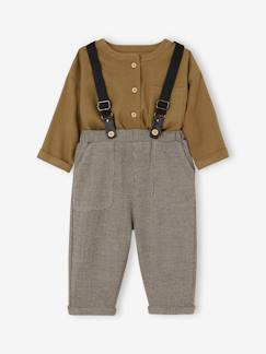 -Jungen Baby-Set: Hemd & Hose mit Hosenträgern Oeko-Tex