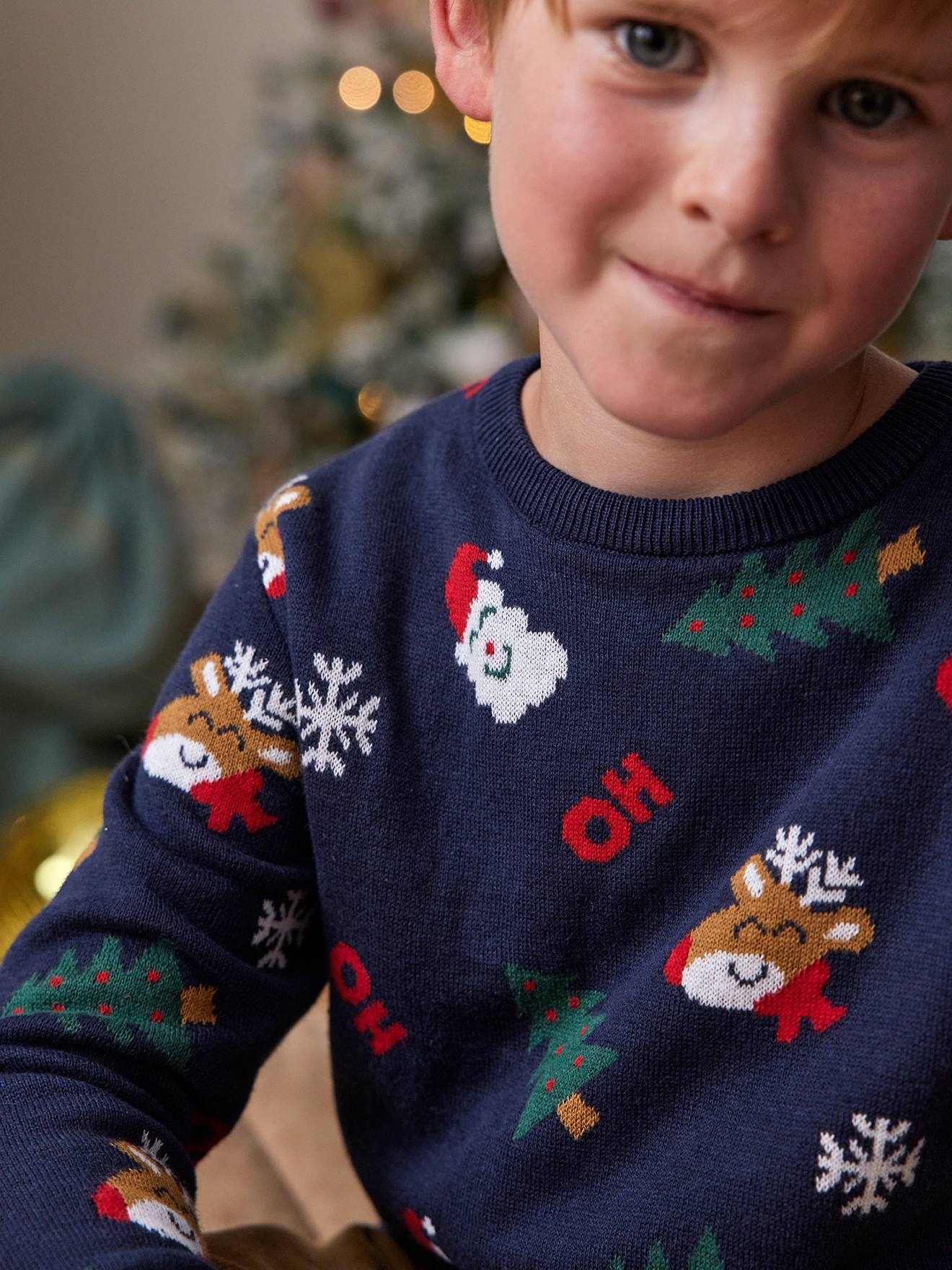Thumbnail - Jungen Weihnachtspullover mit lustigem Jacquardmuster
