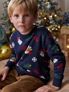 Jungenkleidung-Pullover, Strickjacken, Sweatshirts-Jungen Weihnachtspullover mit lustigem Jacquardmuster