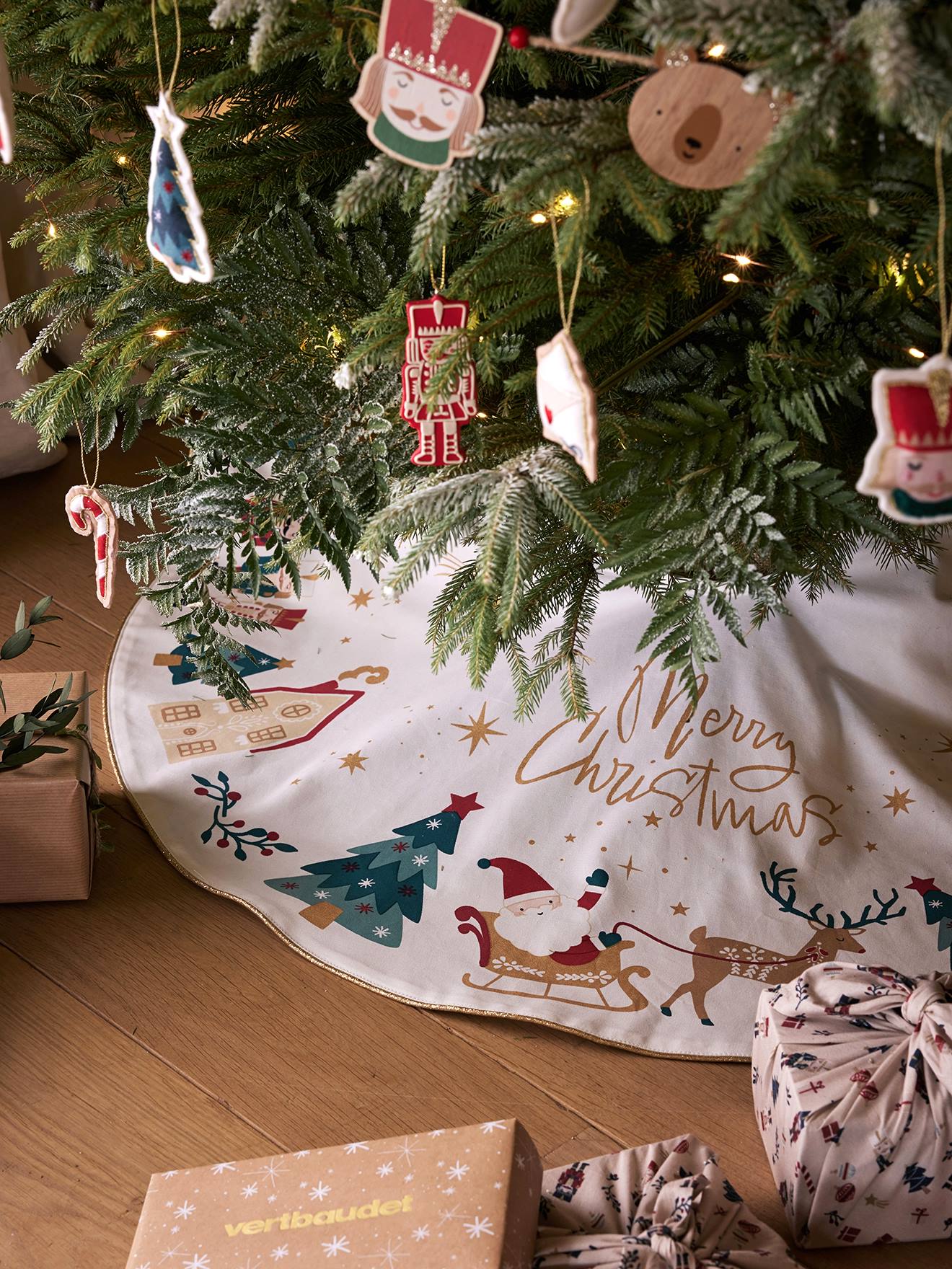 Nussknacker Weihnachtsbaumrock | 122,9 Cm Durchmesser, Aus Verdickter Baumwolle & Leinen | Vintage-Design, Waschbar | Weihnachtsdeko Für Baum