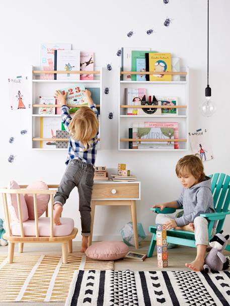 Kinderzimmer Bücherregal KONFETTI, 3 Böden weiß+weiß/natur 2