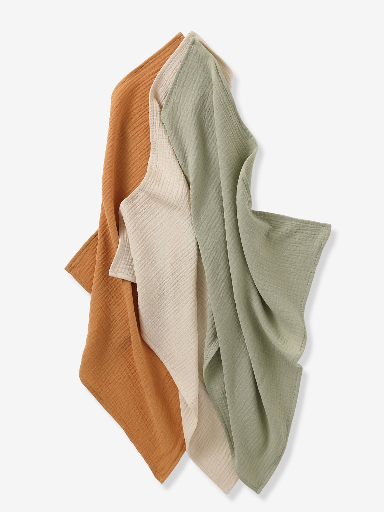 Thumbnail - Bio-Kollektion: 3er-Pack einfarbige Baby Wickeltücher aus Musselin