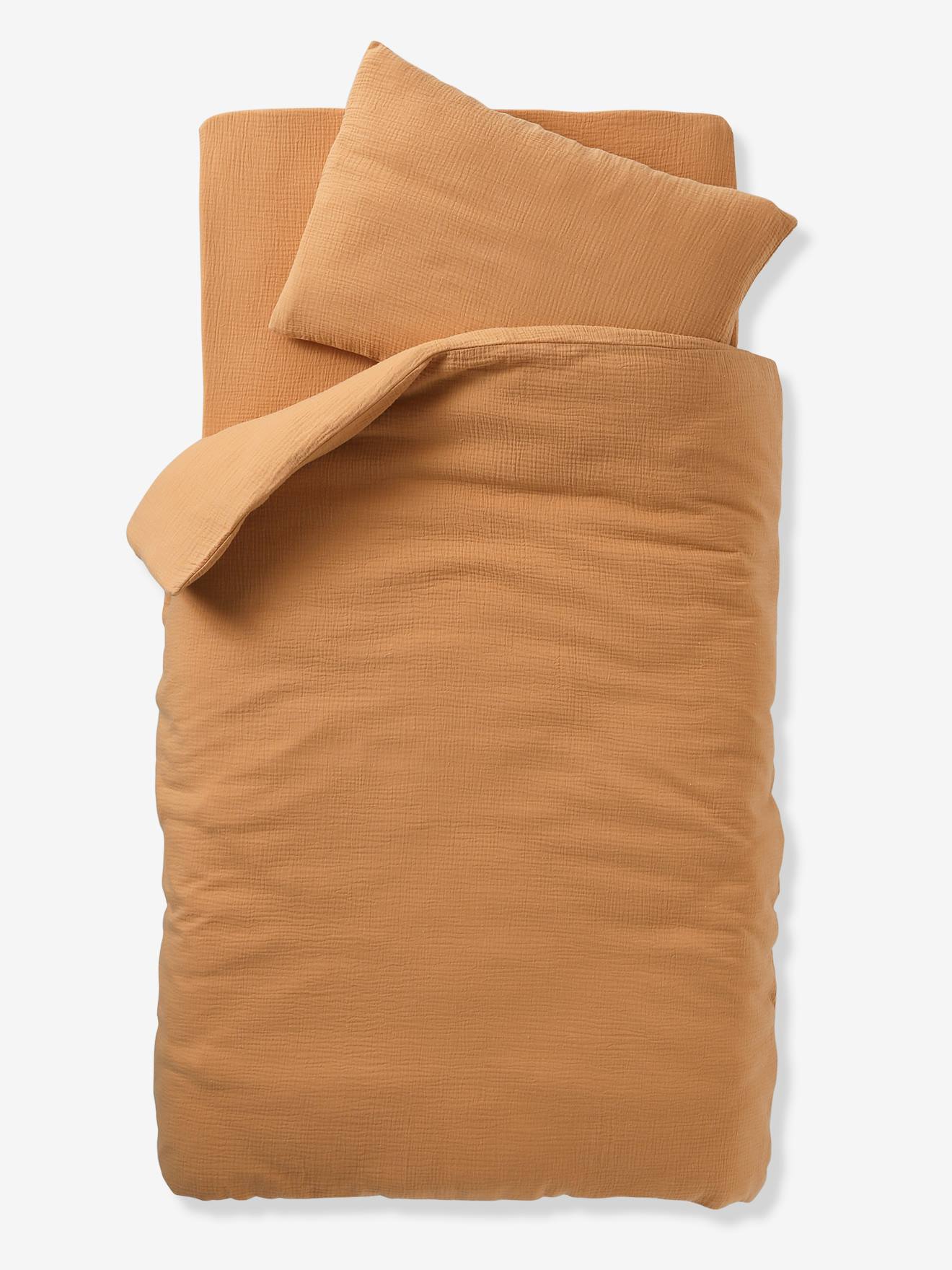 Thumbnail - Bio-Kollektion: Baby Bettwäsche-Set aus einfarbigem Musselin ocker