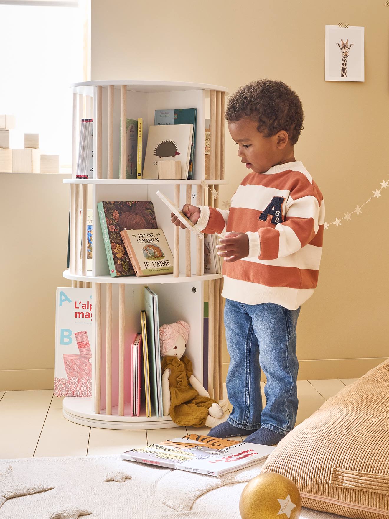 Drehbares Kinderzimmer Bücherregal mit 3 Fächern