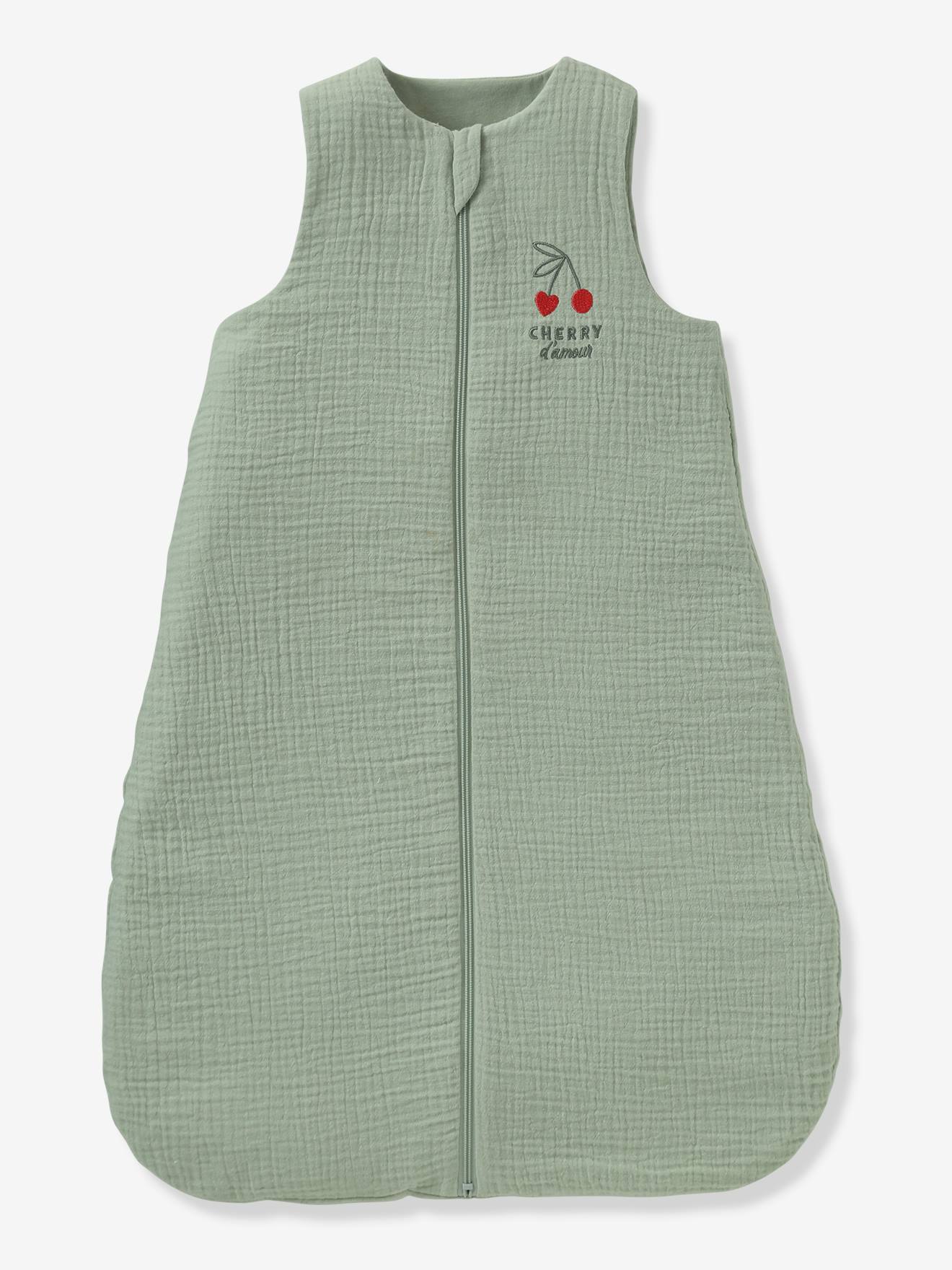 Thumbnail - Baby Sommerschlafsack CHERRY mit Reißverschluss salbei