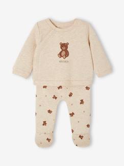 Babymode-Baby-Sets-Baby-Set mit Teddyprint: Wickeljacke & Hose