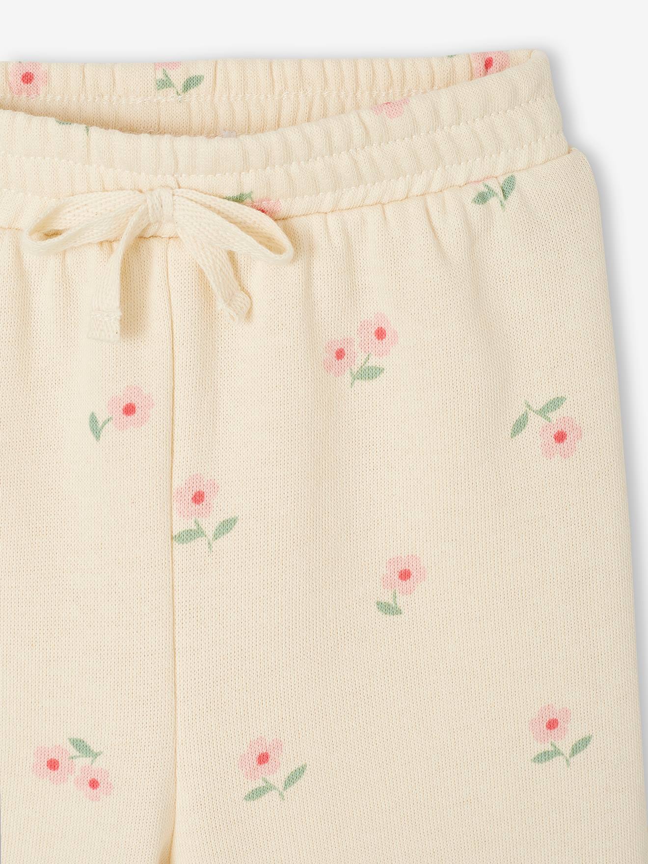 Thumbnail - Weite Baby Sweathose mit Blumen und Recycling-Polyester vanille