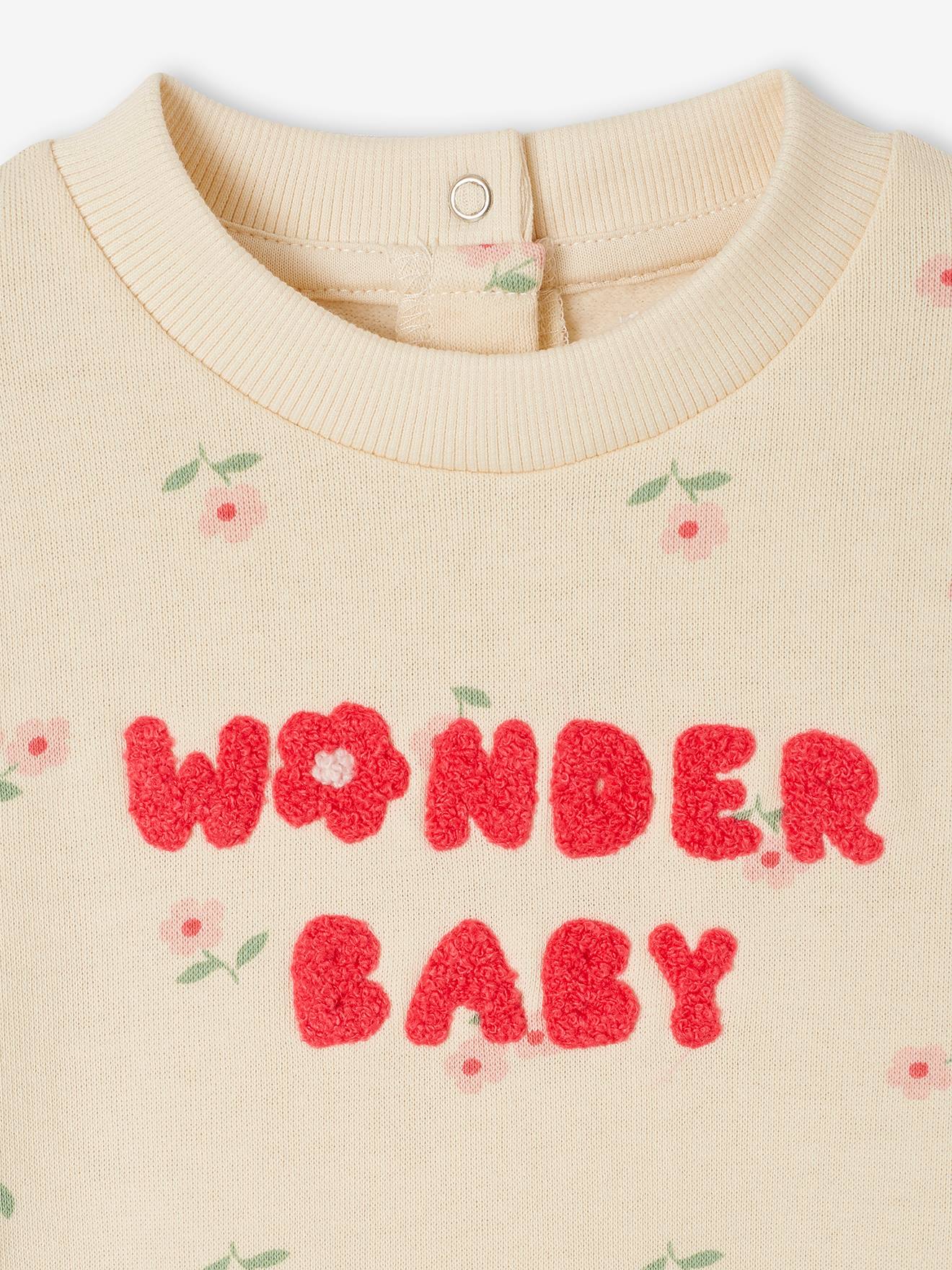 Thumbnail - Mädchen Baby Sweatkleid mit Schrift und Recycling-Polyester vanille