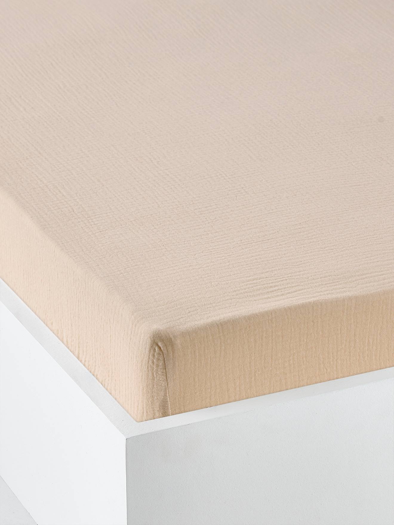 Baby Spannbettlaken aus em Musselin, Bio-Baumwolle vanille Gr. 70x140 von vertbaudet