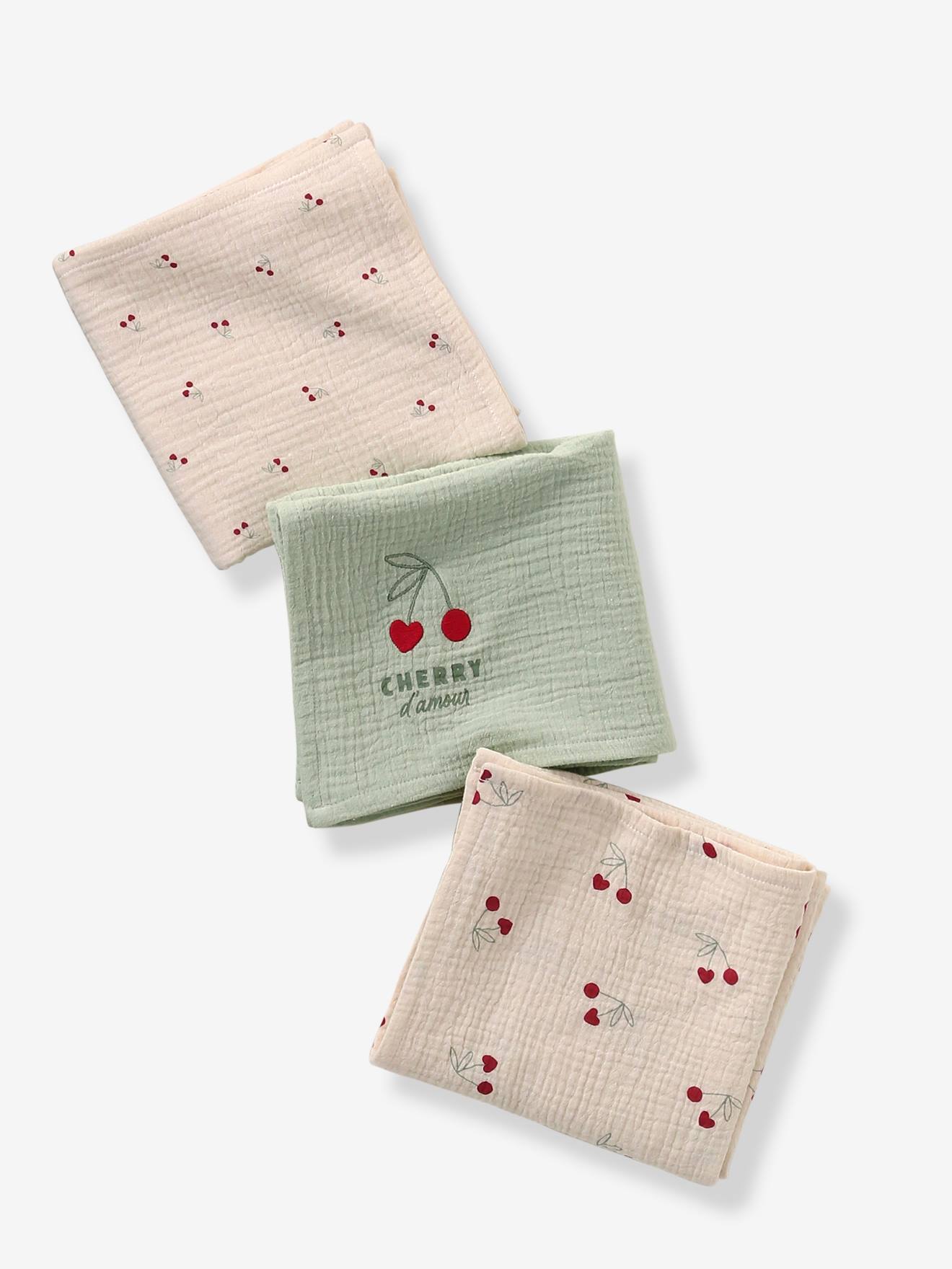 3er-Pack Baby Wickeltücher CHERRY
