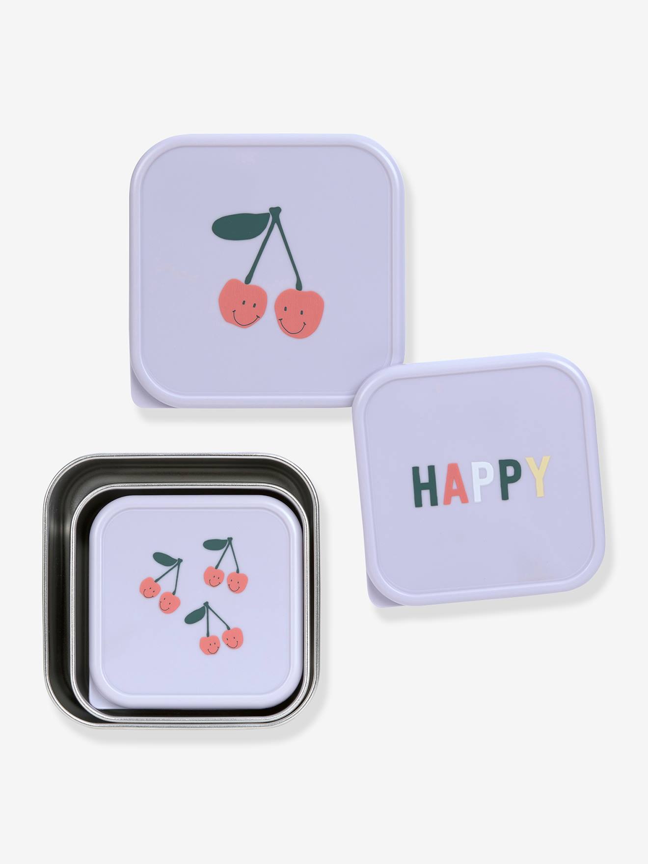 Thumbnail - 3er-Set Kinder Edelstahl-Snackdosen LÄSSIG lila