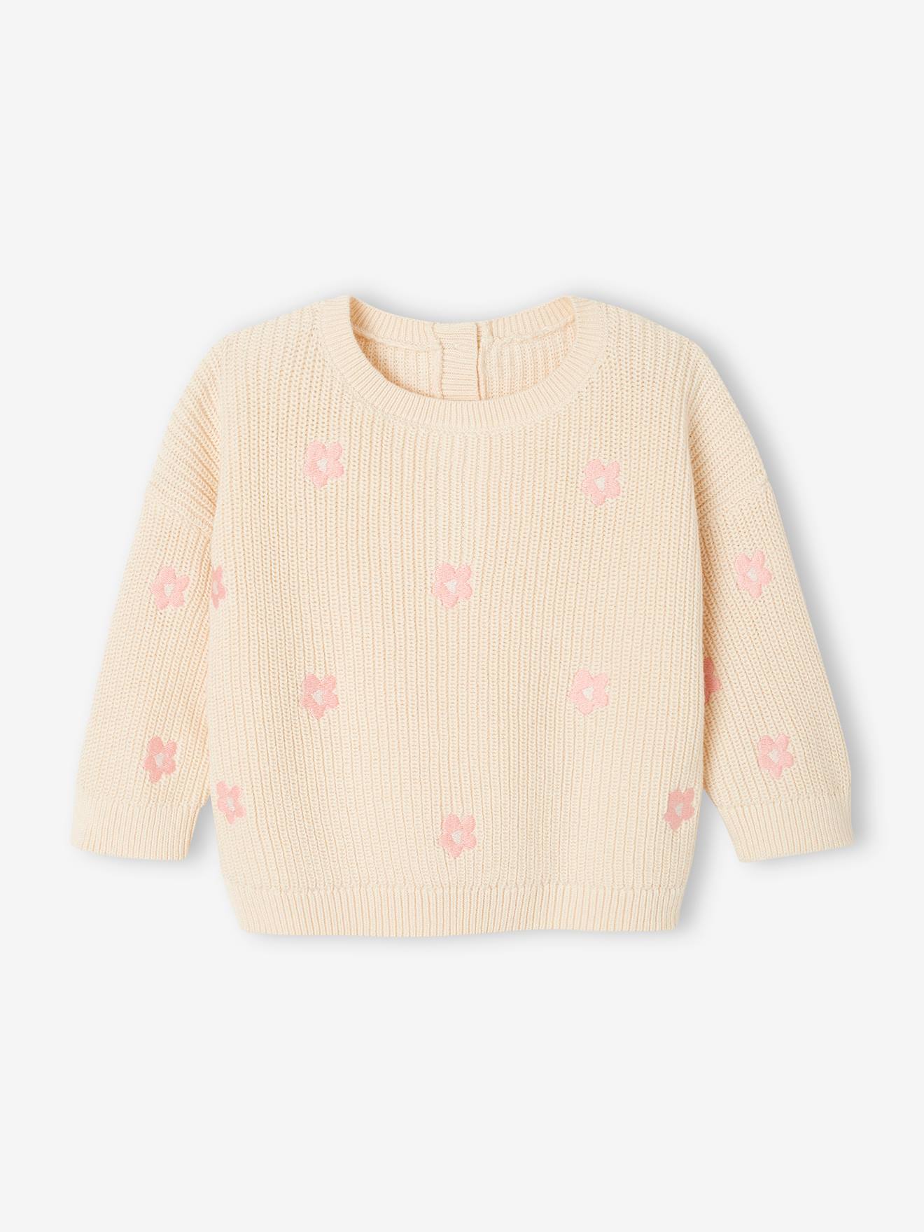 Bestickter Baby Pullover Bio-Baumwolle vanille