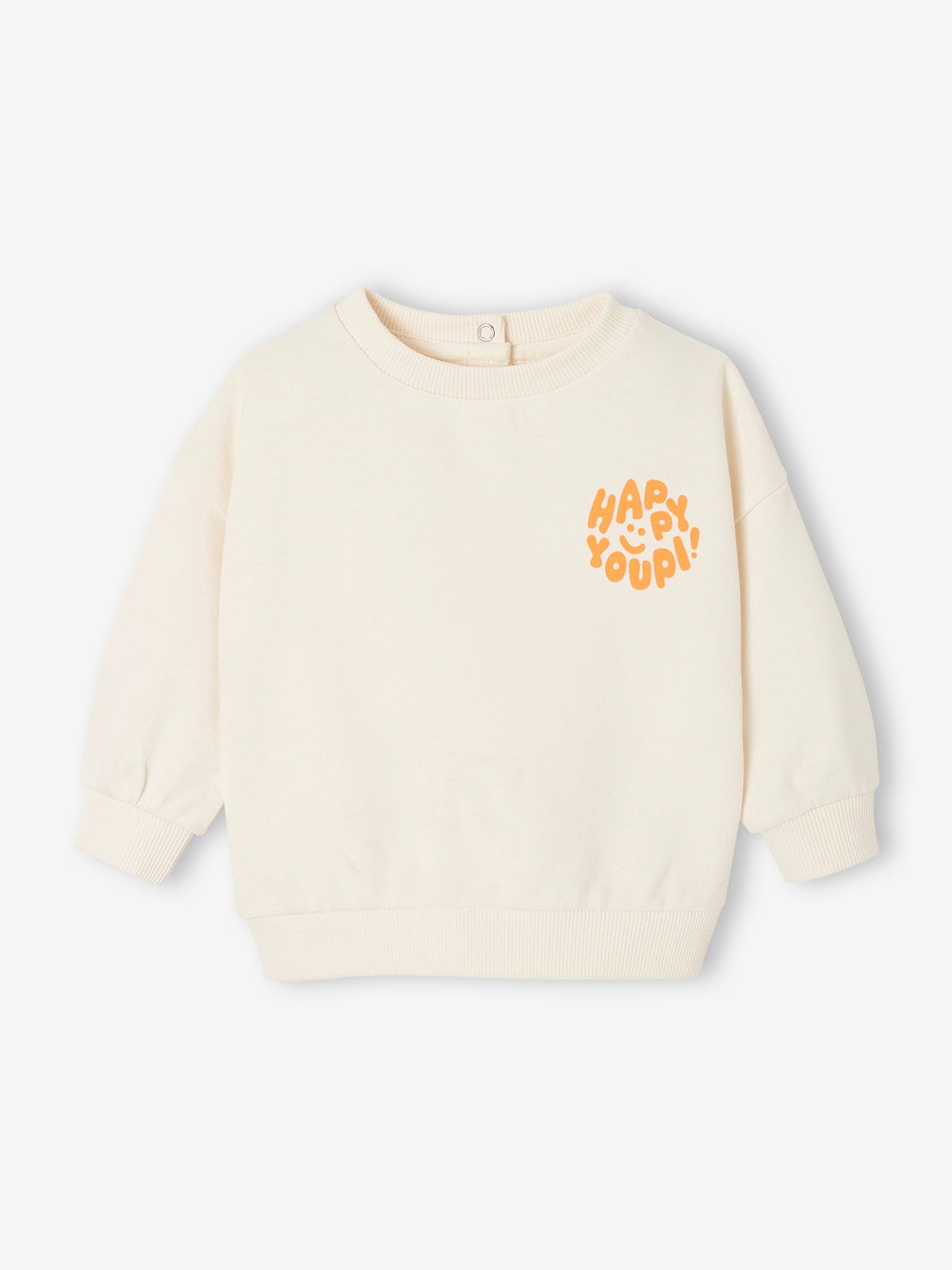 Baby Rundhals-Sweatshirt BASIC mit Recycling-Polyester wollweiß Gr. 86 von vertbaudet