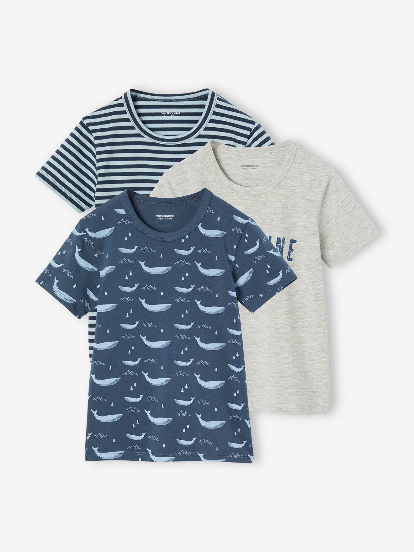 3er-Pack Jungen T-Shirts mit Walmotiv BASIC aquablau Gr. 158/164 von vertbaudet