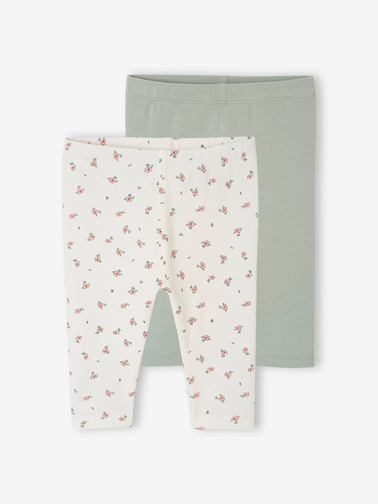 2er-Pack Baby Leggings Bio-Baumwolle BASIC salbei