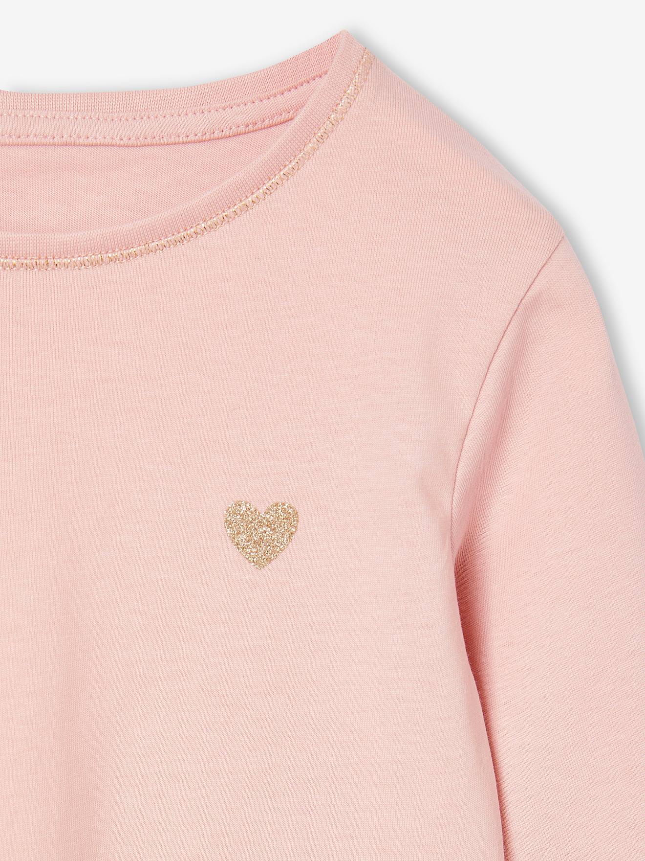 Thumbnail - Mädchen Shirt mit Glitzerherz und Recycling-Baumwolle BASIC pudrig