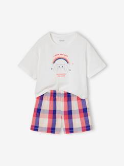 Maedchenkleidung-Mädchen Sommer-Schlafanzug mit Katze und Popeline-Shorts