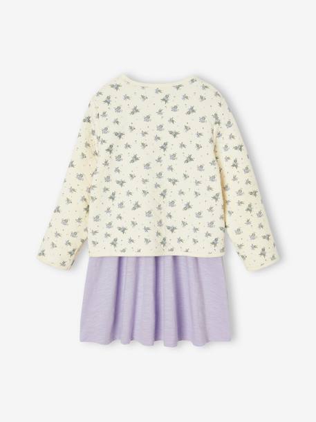 Mädchen-Set: Geblümte Jacke mit Steppnähten & Kleid rosa+violett 15