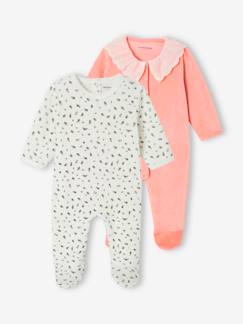 Babymode-2er-Pack Baby Samt-Strampler mit Recycling-Polyester, Blumen und Kragen