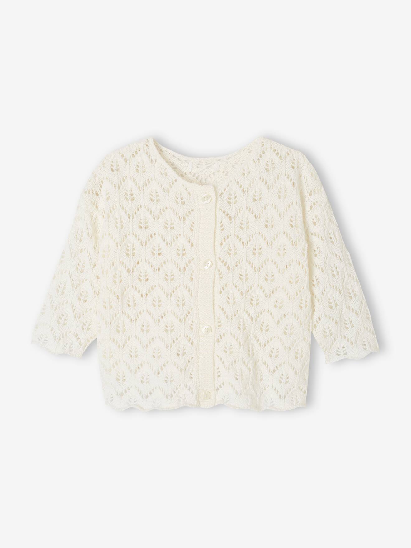 Baby Strickjacke mit Ajourmuster Bio-Baumwolle