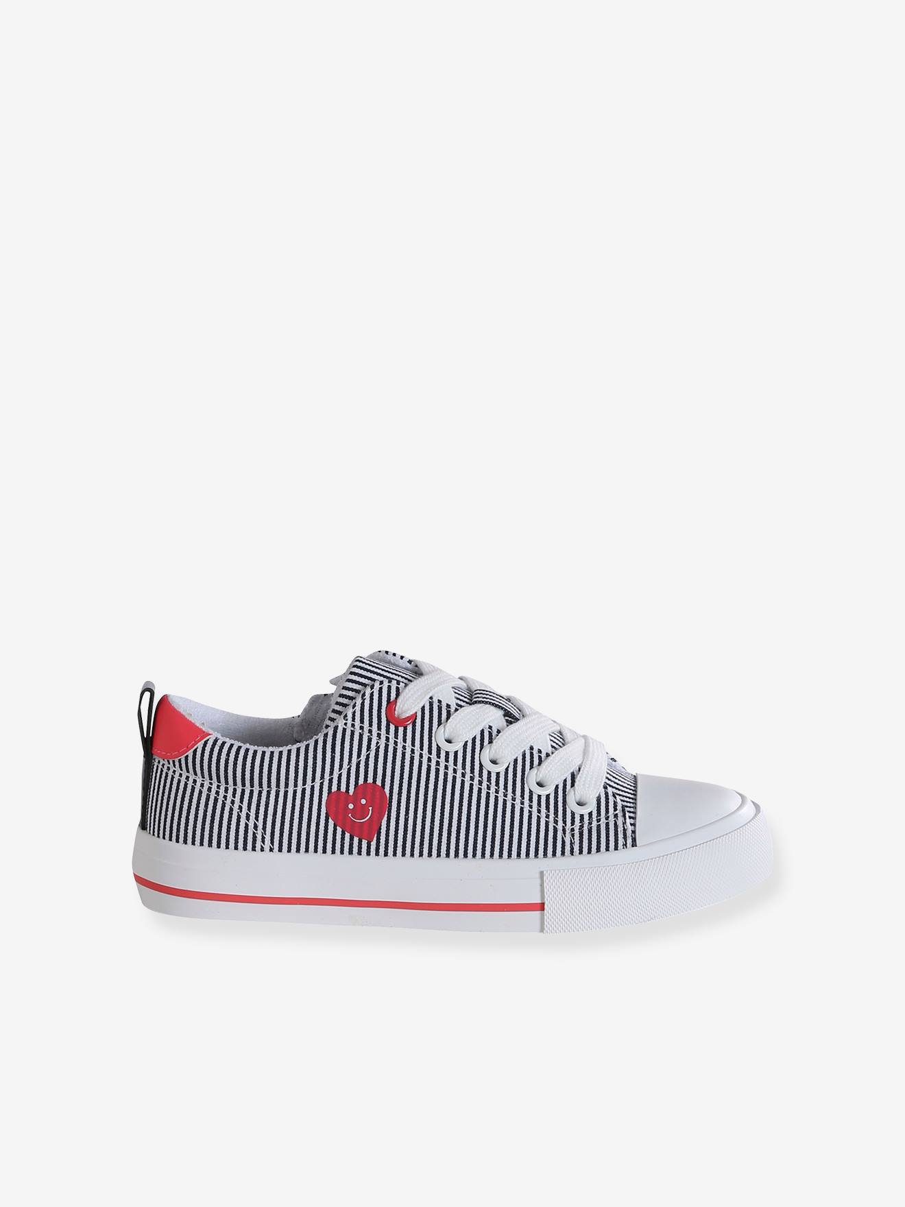 Thumbnail - Gestreifte Kinder Stoff-Sneakers mit Reißverschluss