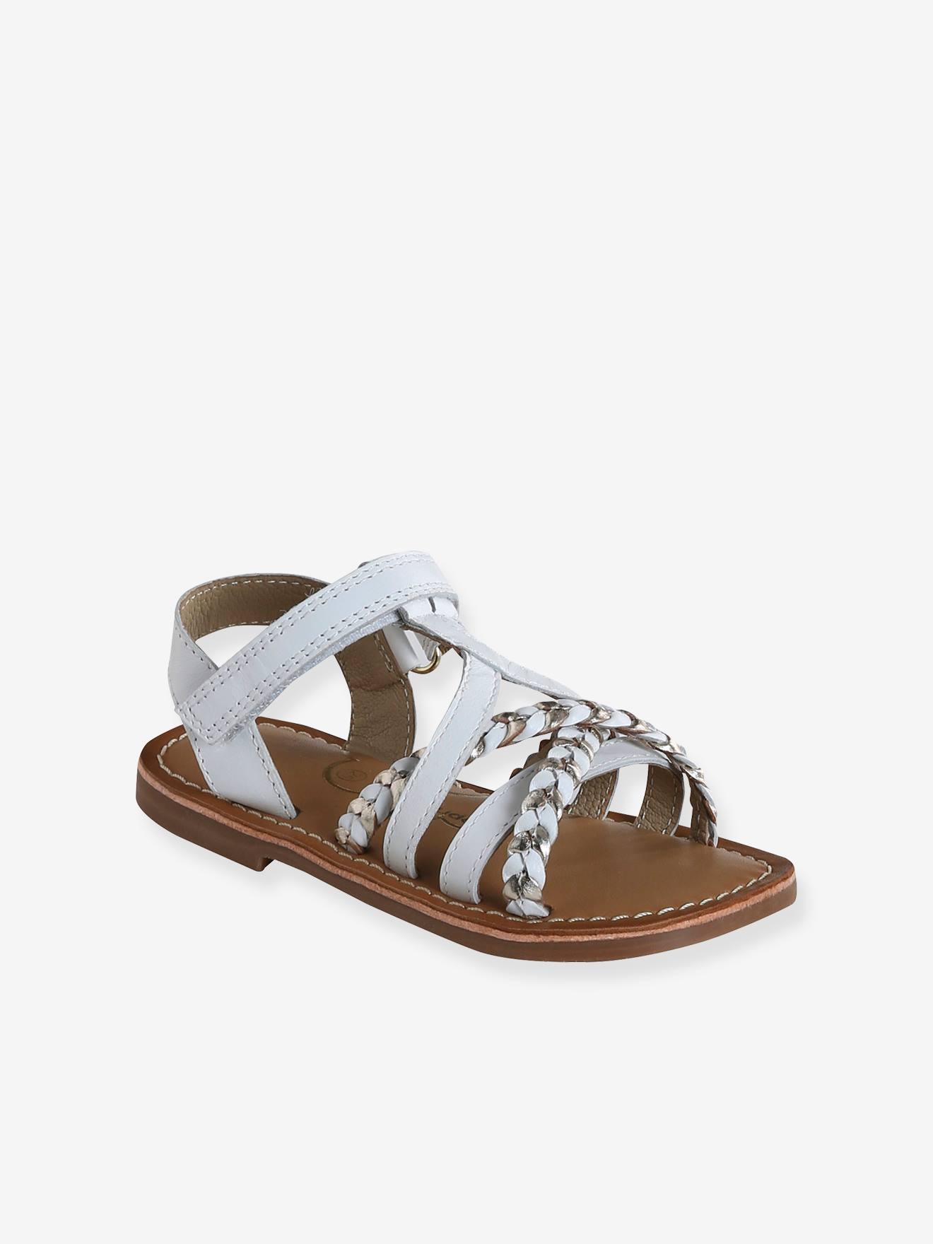Kinder Leder-Sandalen mit Anziehtrick weiß Gr. 26 von vertbaudet
