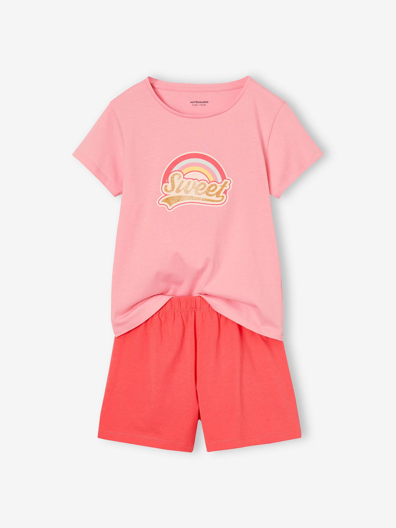 Thumbnail - 2er-Pack Mädchen Sommer-Schlafanzüge Regenbogen & Flamingo