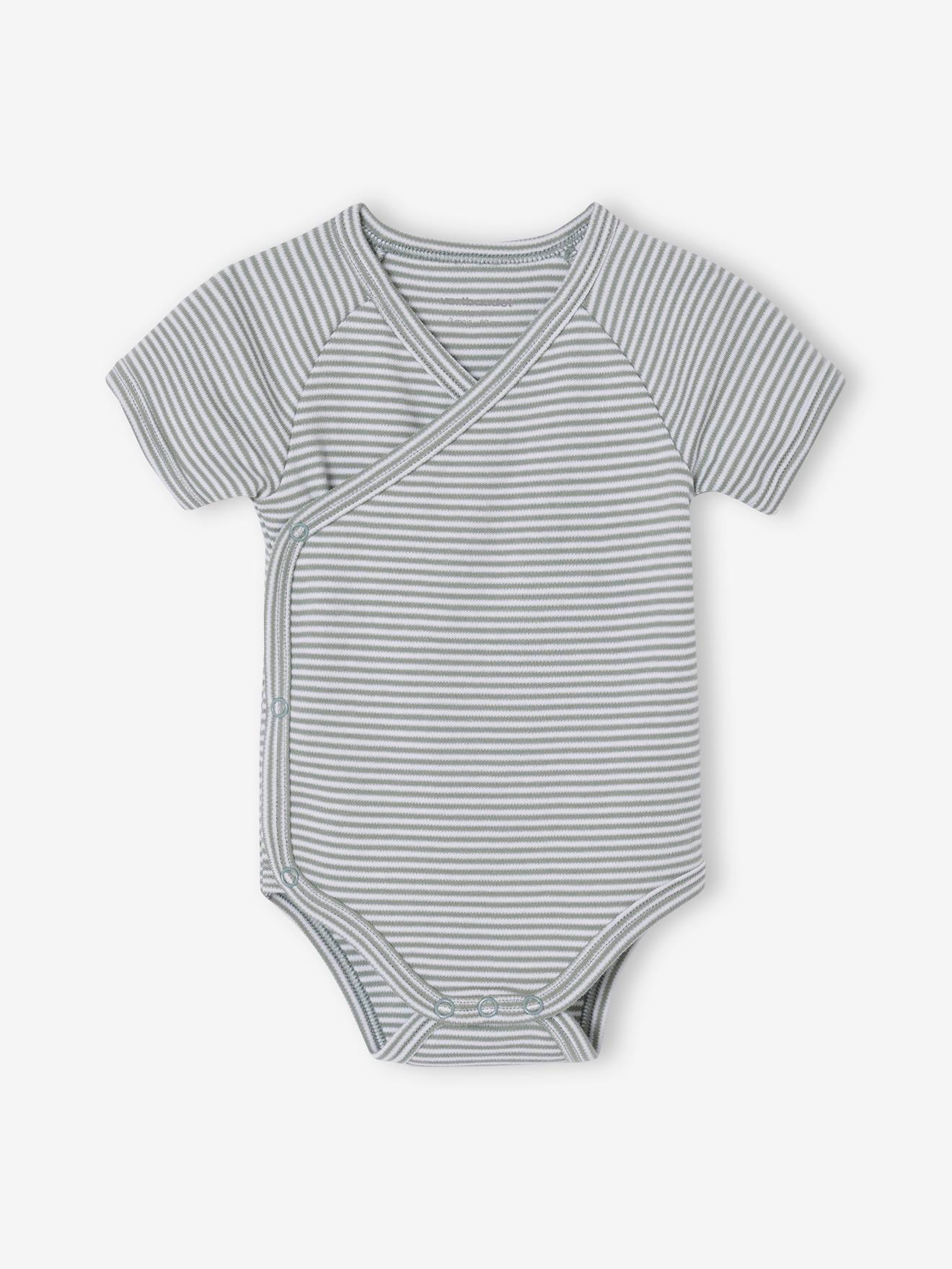 Thumbnail - Bio-Kollektion: 3er-Pack Baby Kurzarm-Bodys in Wickelform PETIT COEUR