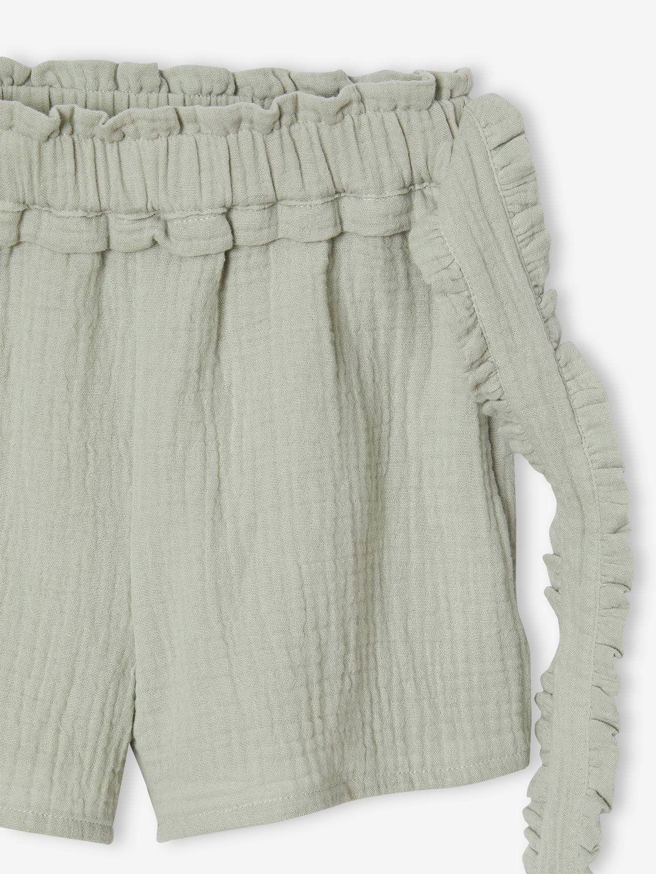 Thumbnail - Festliche Mädchen Shorts mit Stoffgürtel salbei