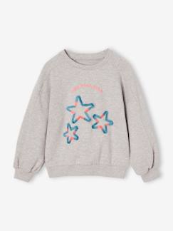Maedchenkleidung-Mädchen Sweatshirt mit Recycling-Polyester, Blumen oder Sterne