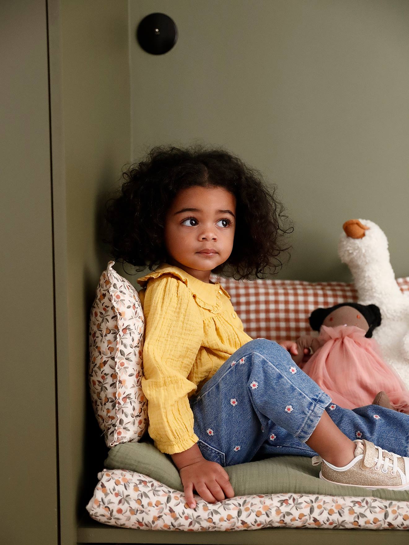 Baby Mom-Jeans mit Stickerei, Dehnbund blau Gr. 92/98 von vertbaudet