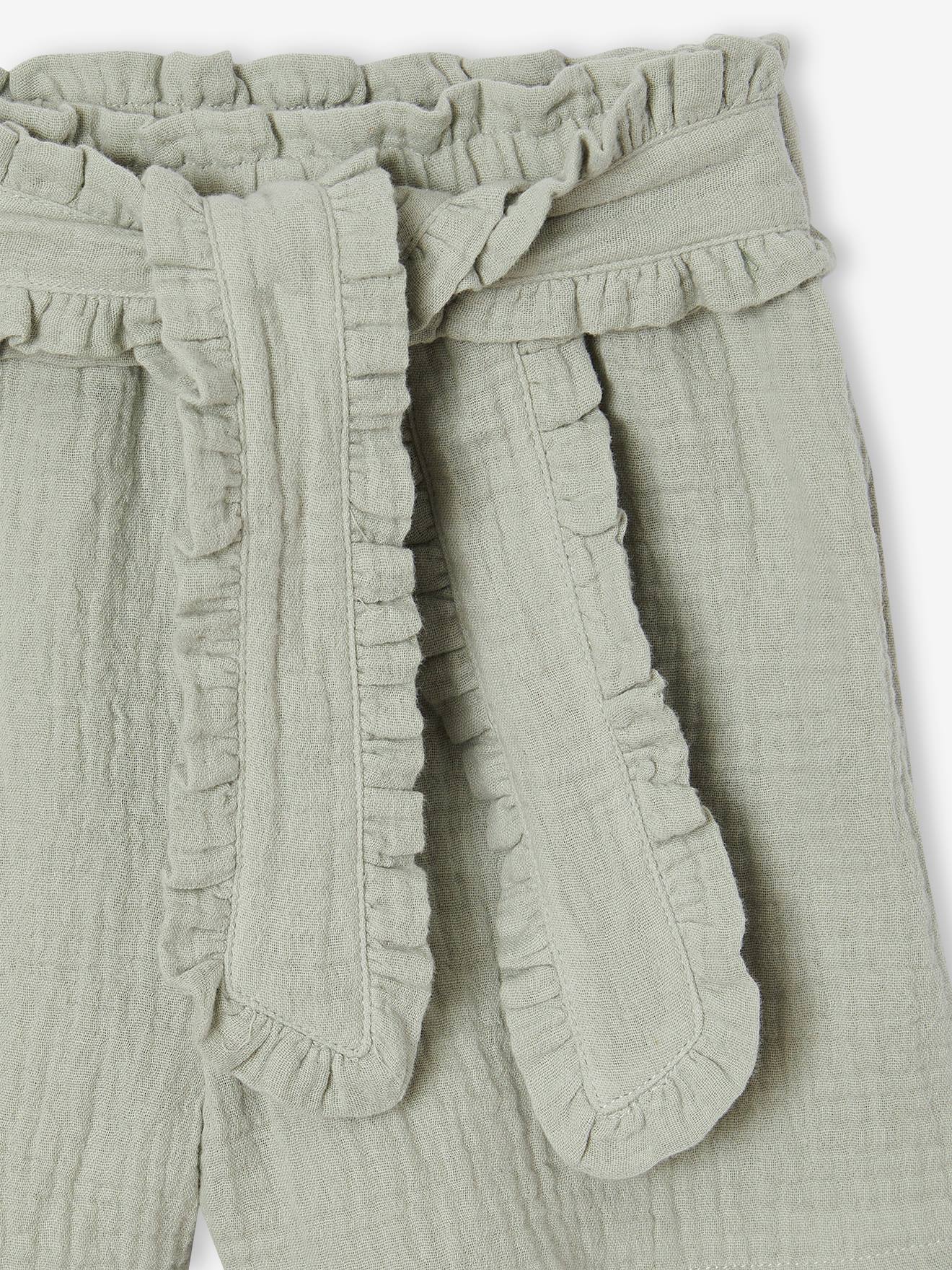 Thumbnail - Festliche Mädchen Shorts mit Stoffgürtel salbei