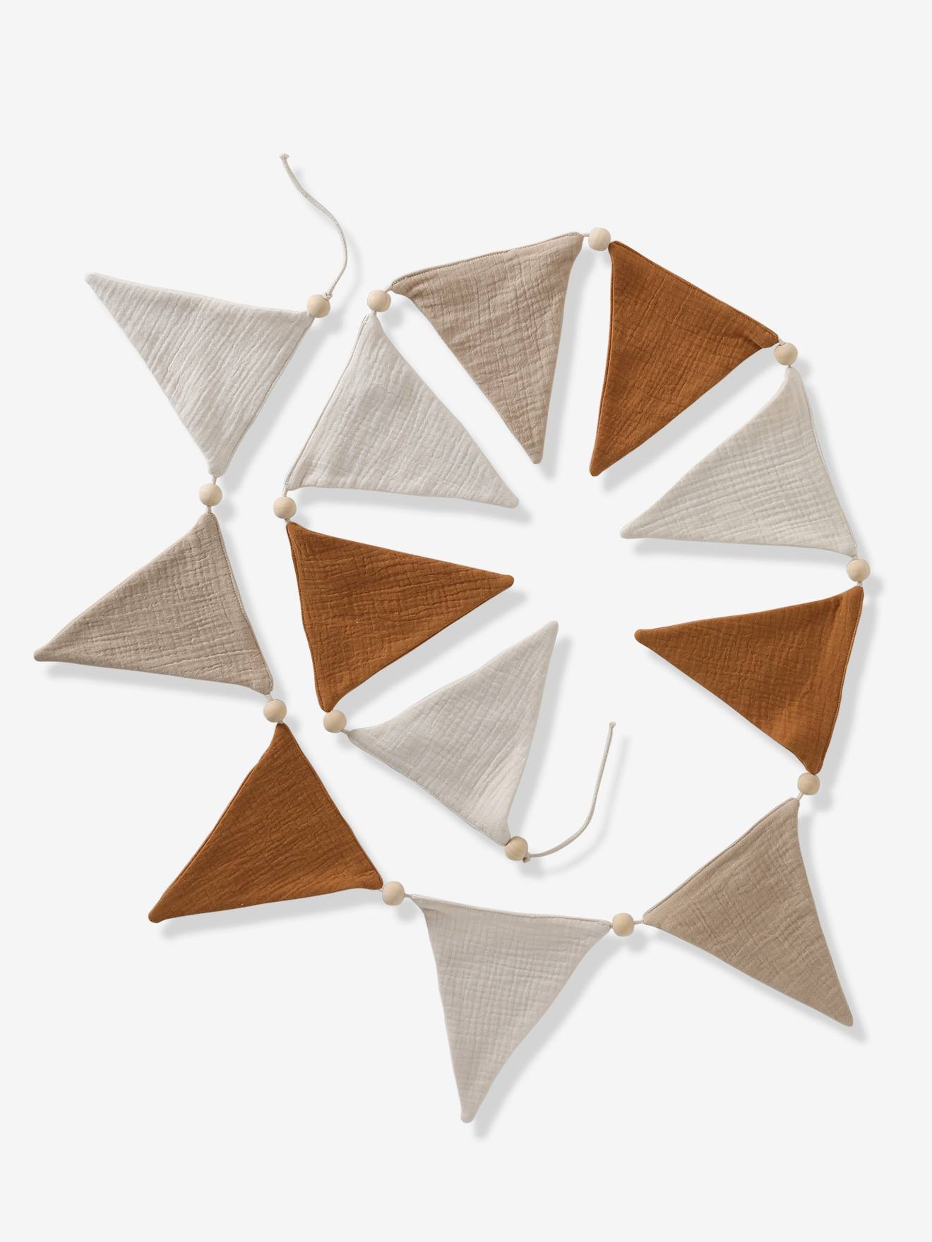 Thumbnail - Wimpelkette aus Baumwollmusselin mit Holzkugeln