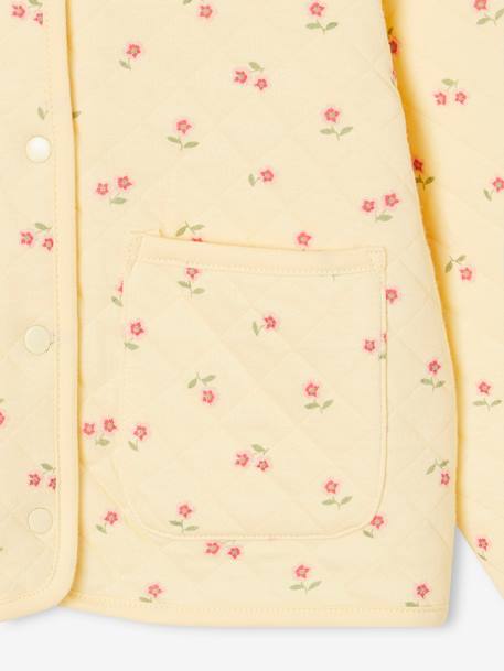 Mädchen-Set: Geblümte Jacke mit Steppnähten & Kleid rosa+violett 6