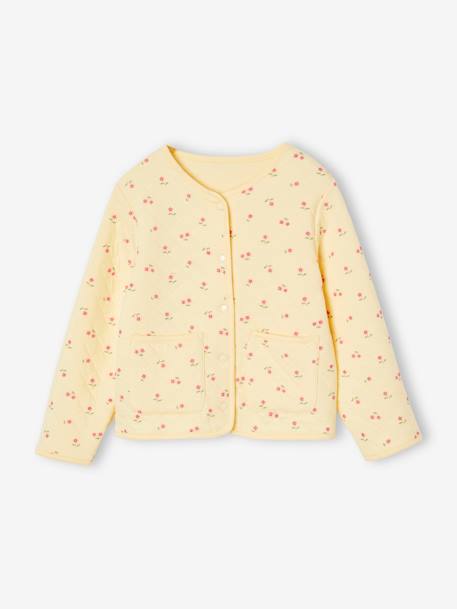 Mädchen-Set: Geblümte Jacke mit Steppnähten & Kleid rosa+violett 3
