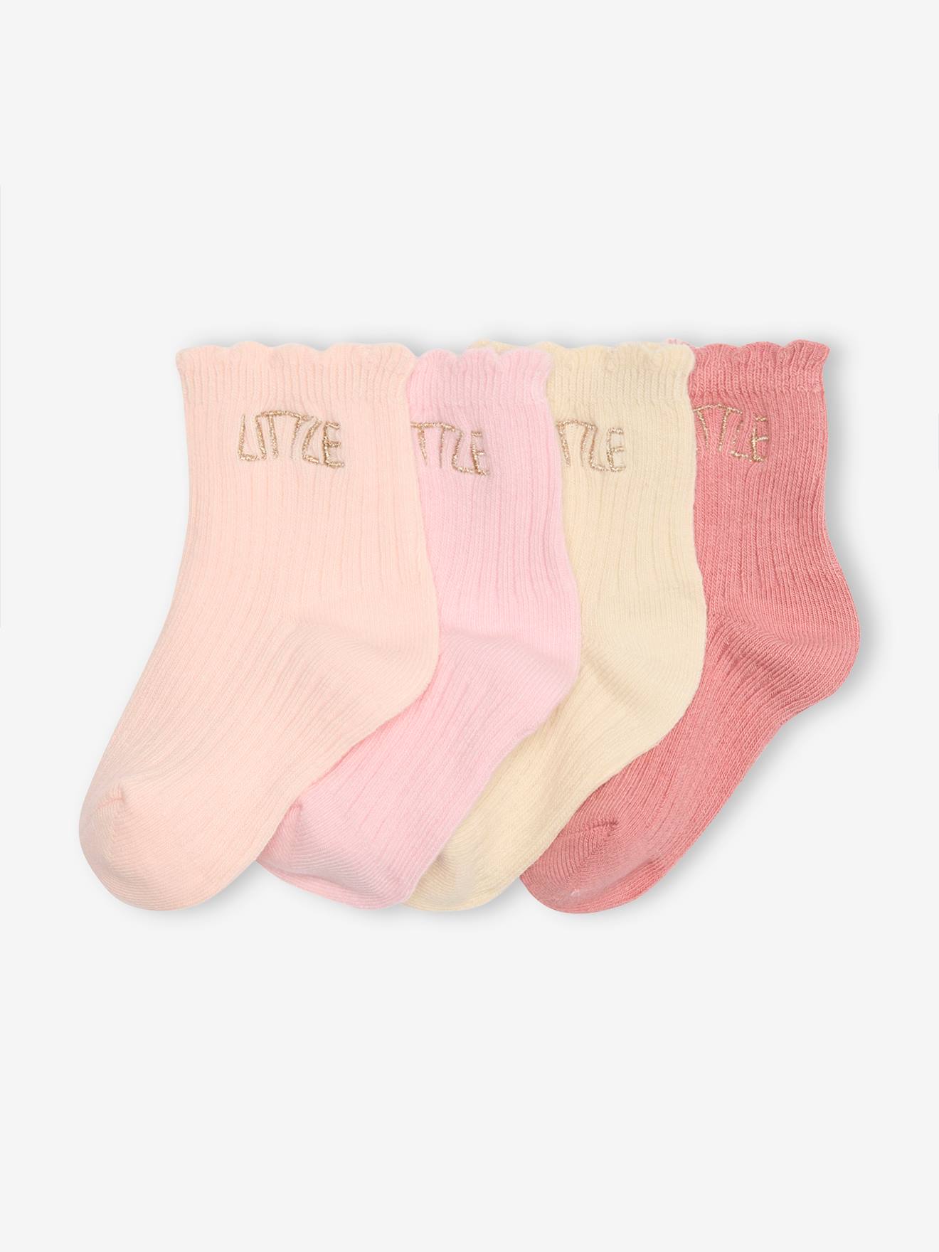 4er-Pack Baby Socken LITTLE BASIC koralle Gr. 19/22 von vertbaudet