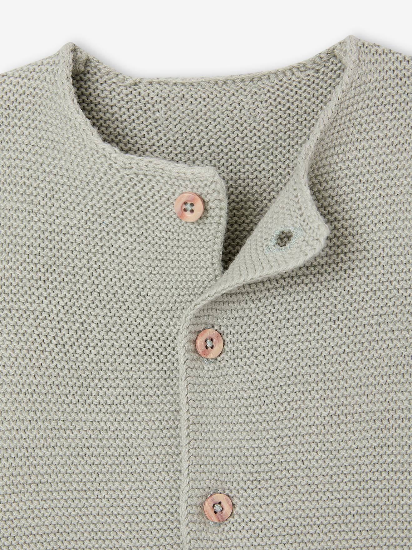 Thumbnail - Baby Strickjacke aus Baumwolle BASIC salbei