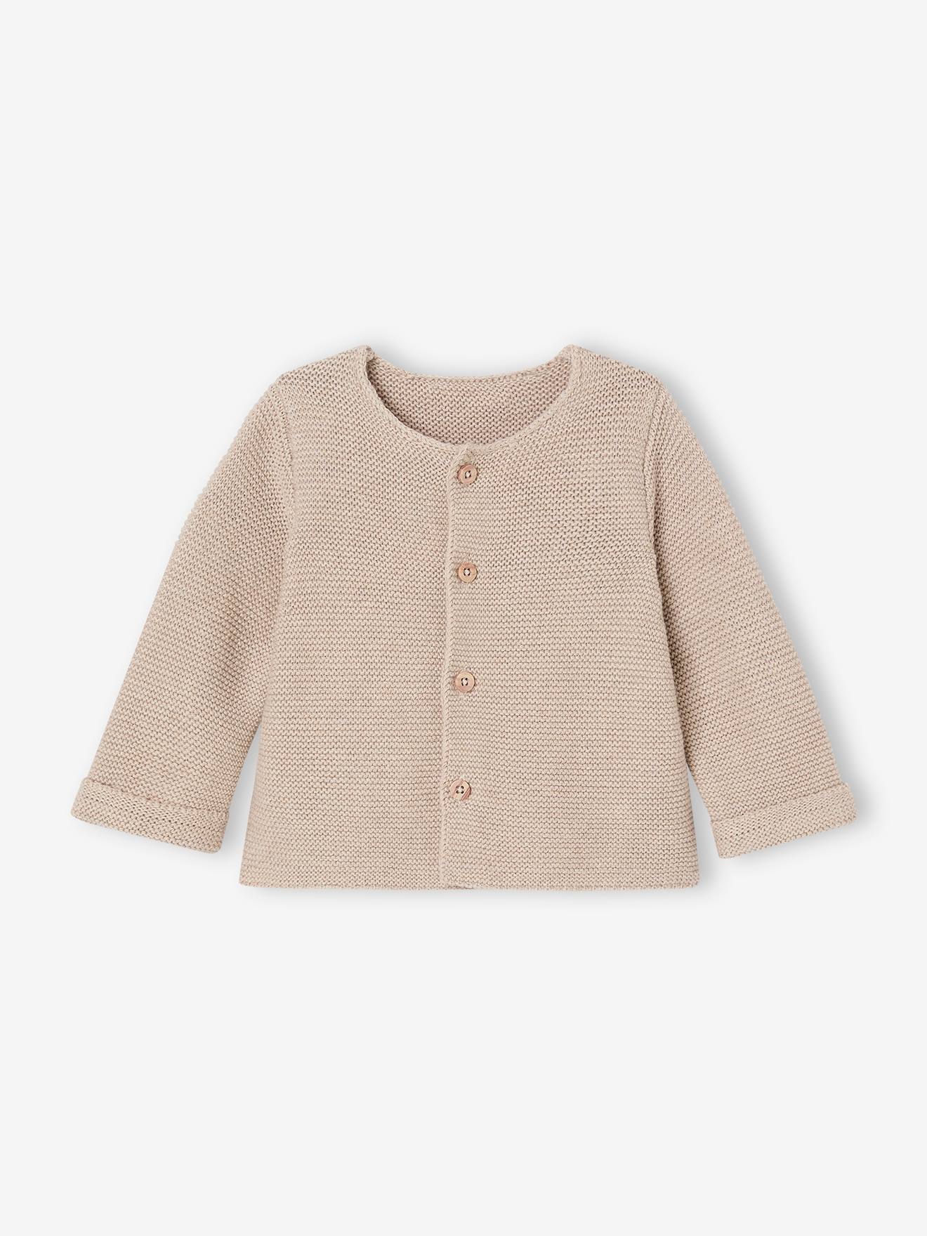 Baby Strickjacke aus Baumwolle BASIC beige Gr. 71 von vertbaudet