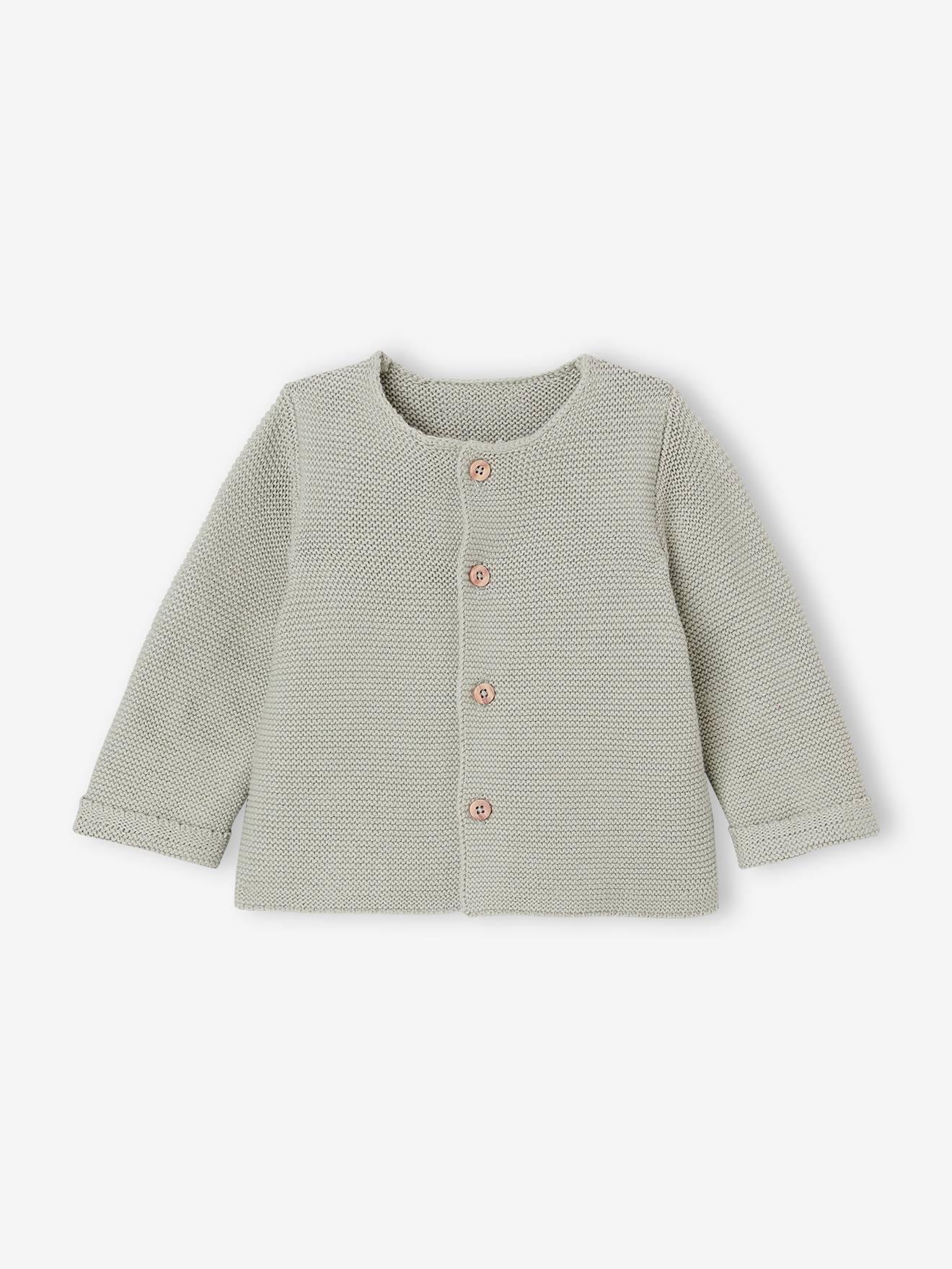 Baby Strickjacke aus Baumwolle BASIC salbei