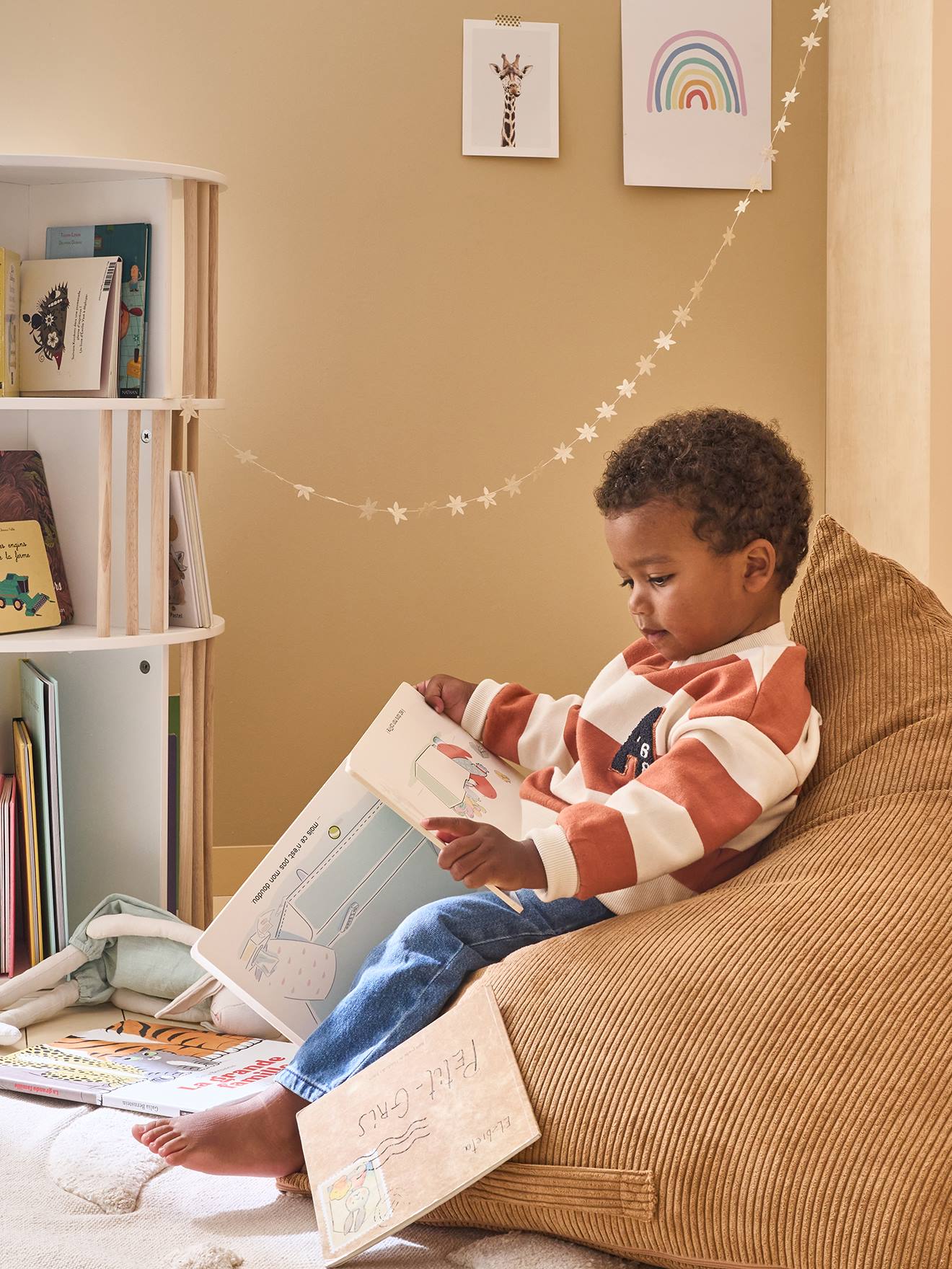 Vertbaudet Großer Kinder Sitzsack Aus Cord Camel Einheitsgröße