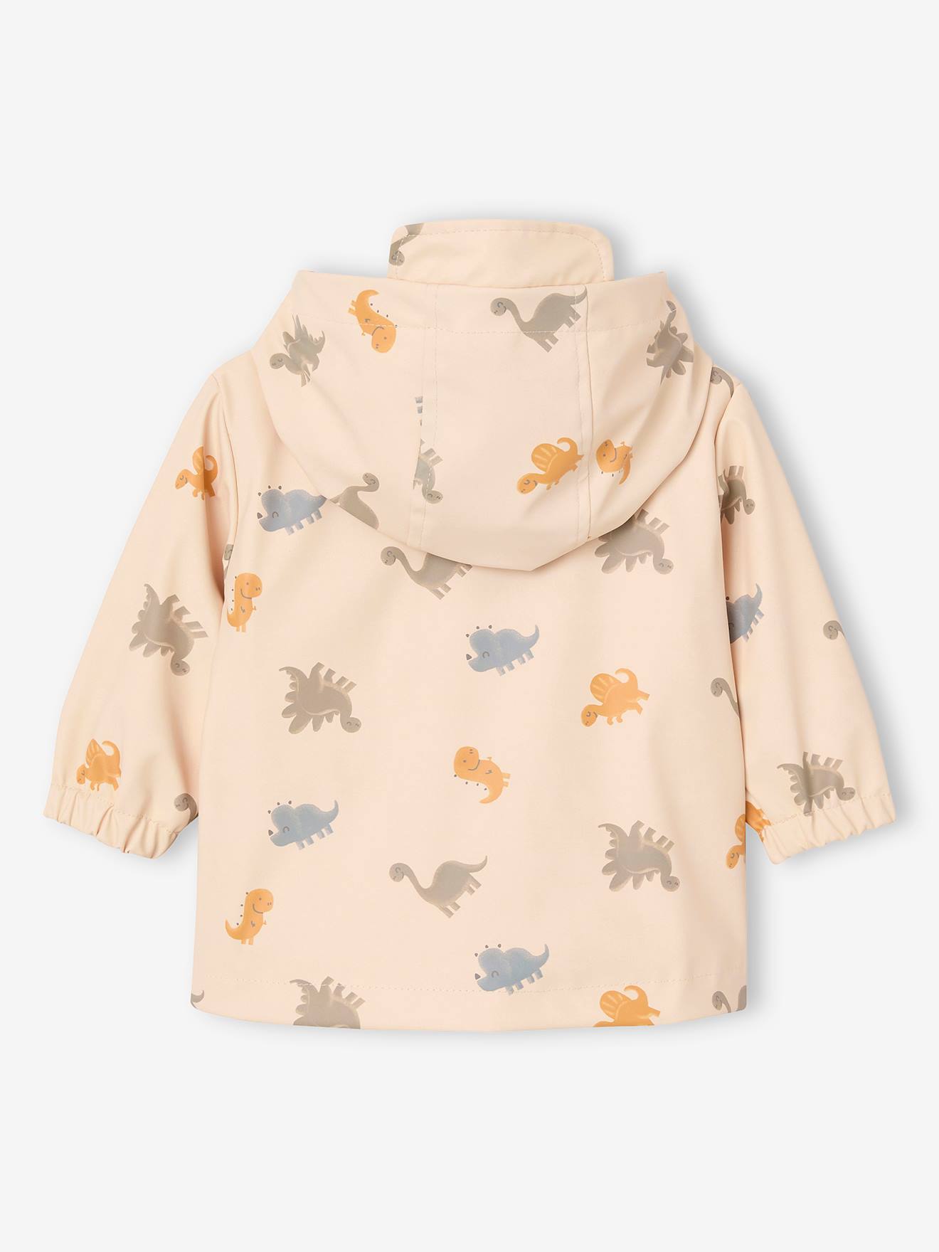 Thumbnail - Baby Regenjacke mit Kapuze und Dinosauriern vanille