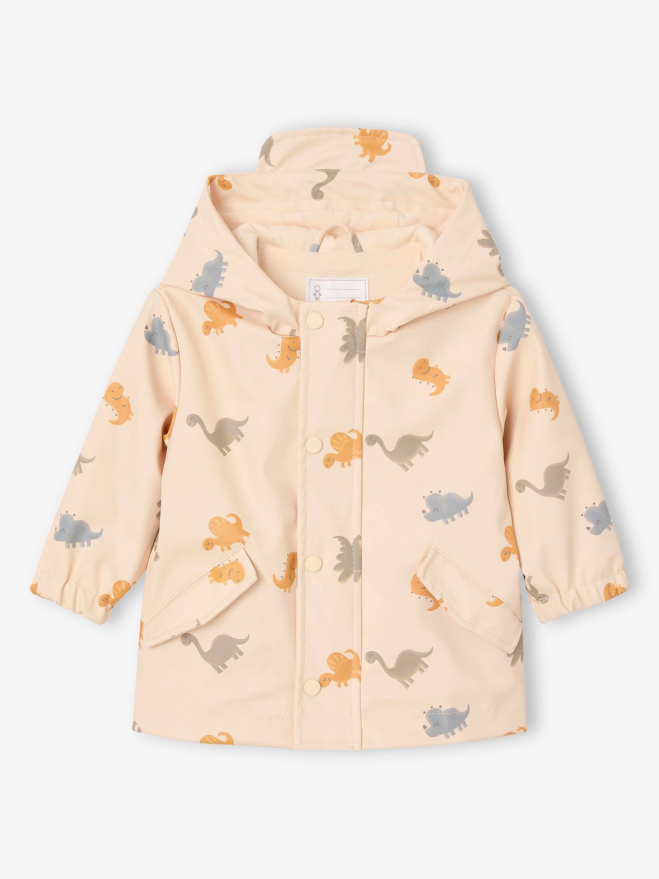 Thumbnail - Baby Regenjacke mit Kapuze und Dinosauriern vanille
