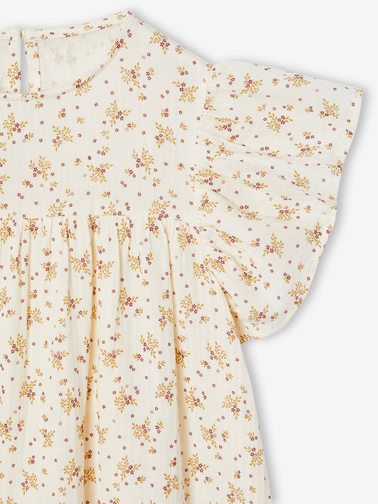 Thumbnail - Kurzärmeliges Mädchen Kleid vanille