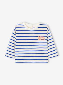 Babymode-Shirts & Rollkragenpullover-Bio-Kollektion: Gestreiftes Baby Shirt mit Druckknöpfen hinten