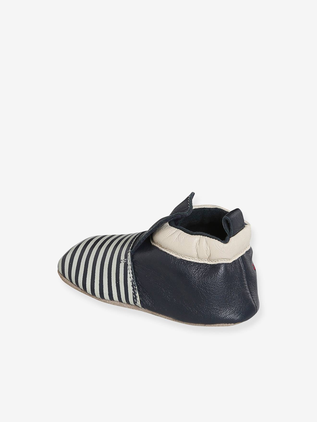 Thumbnail - Baby Krabbelschuhe aus weichem Leder mit Streifen