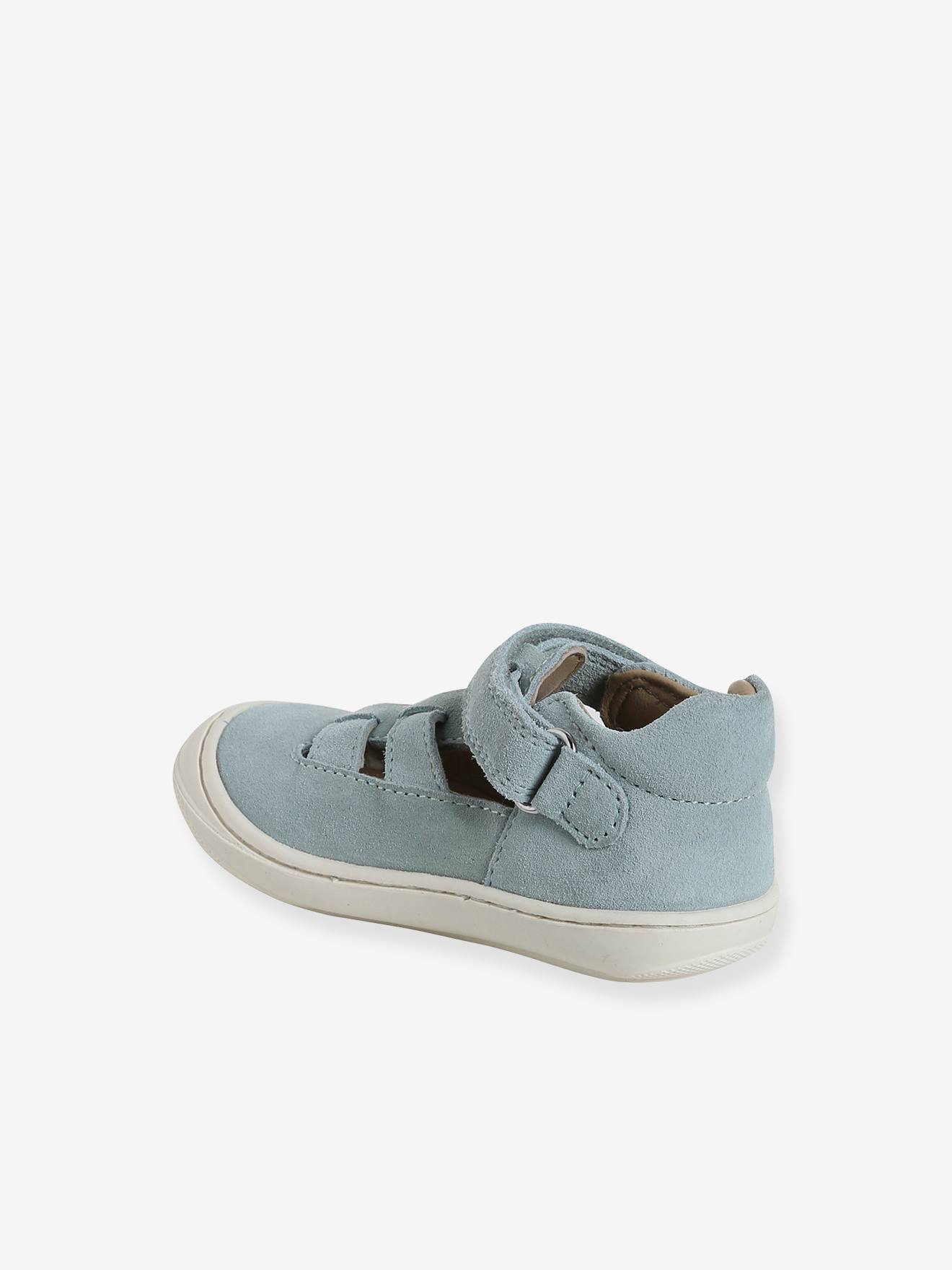 Thumbnail - Baby Riemchenschuhe aus Leder mit Klett salbei