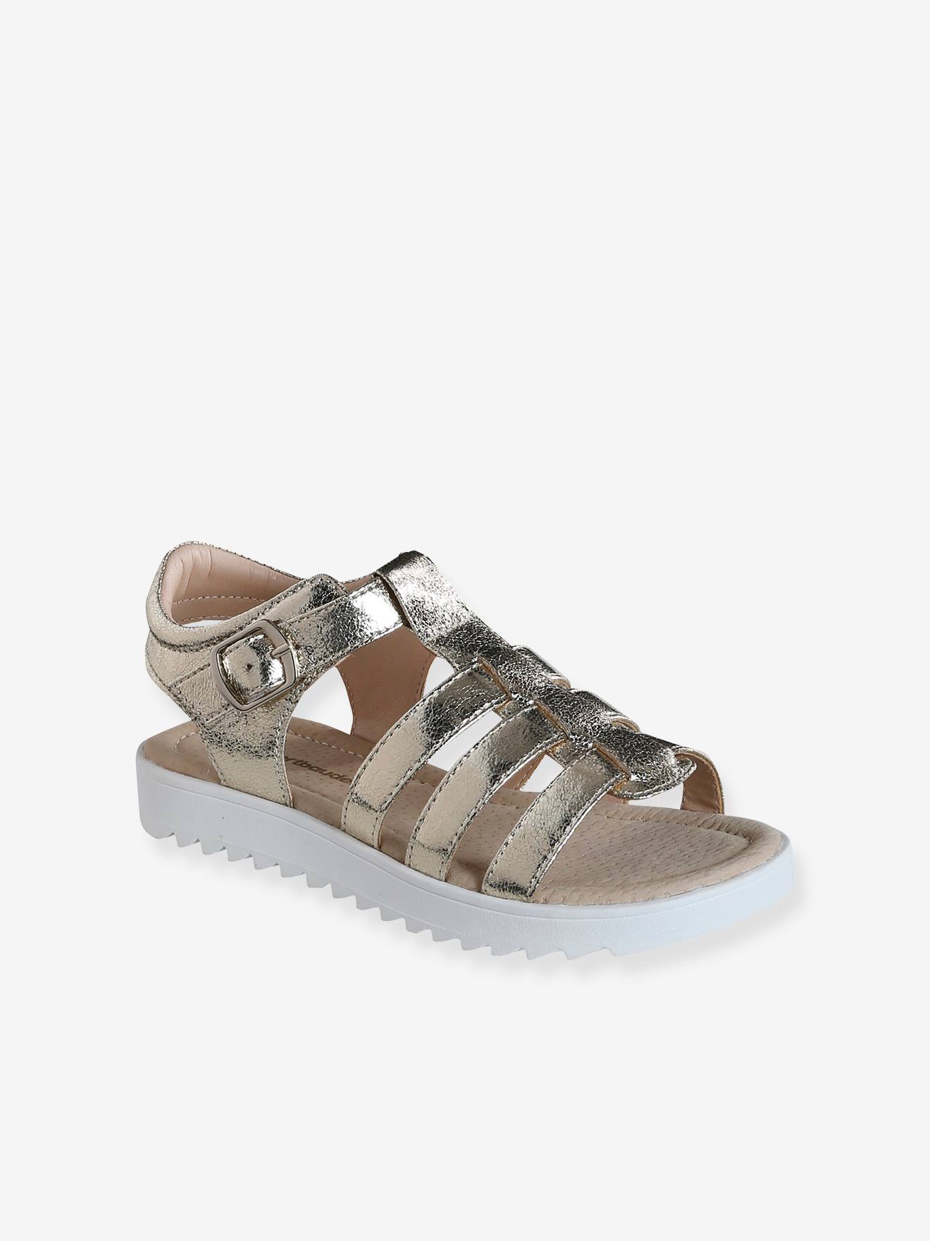 Glänzende Kinder Riemchen-Sandalen mit dicker Sohle