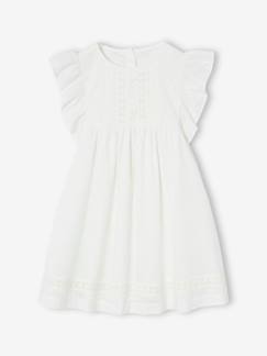 Maedchenkleidung-Kleider-Festliches Mädchen Kleid mit Lochstickerei